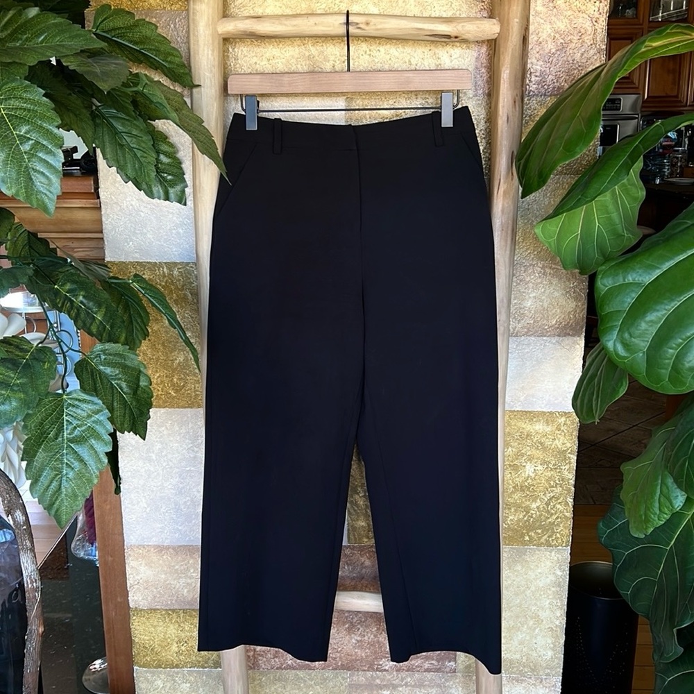 Halogen Women’s High Rise Crop Wide Leg Black Trouser Pants, Size 4